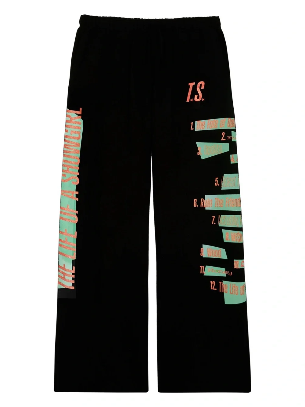 TAYLOR SWIFT THE LIFE OF A SHOWGIRL TRACKLIST BLACK SWEATPANTS - Medium